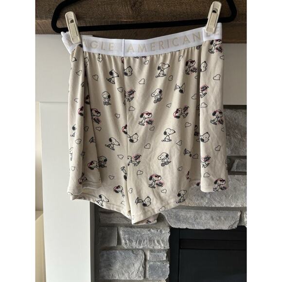 American Eagle Peanuts Snoopy Pajama Set Size XXL Heart Valentine Love Cozy Prep - Picture 9 of 13